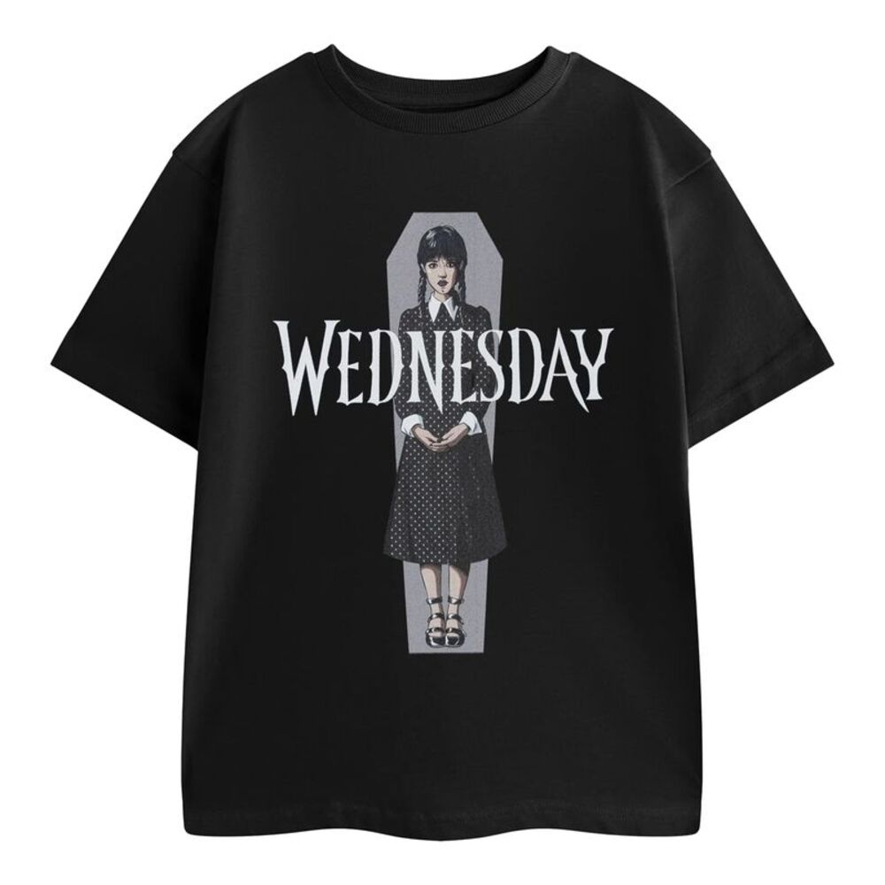 Wednesday Girls Polka Dot Short-Sleeved T-Shirt / Black